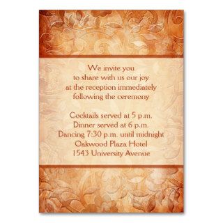 Orange and Ivory Floral Reception Enclosure Card Business Card