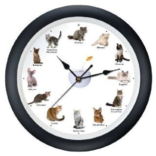Meowing Cat Clock   13"   Wall Clocks