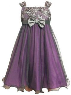 Bonnie Jean Tween Girls 7 16 Purple Silver Bonaz Bodice Mesh Overlay Dress, 10 Clothing