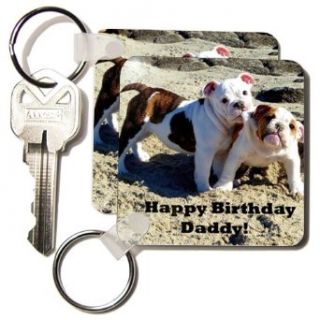 kc_40635_1 Edmond Hogge Jr Birthdays   English Bulldog Happy Birthday Daddy   Key Chains   set of 2 Key Chains Clothing