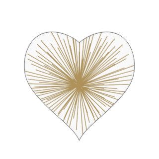 Gold Sputnik Starburst Heart Sticker