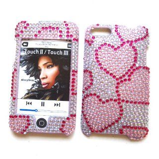 Apple iPod Touch 2nd & 3rd Generation Snap on Protector Hard Case Rhinestone Cover "Pink Love" Design Cell Phones & Accessories