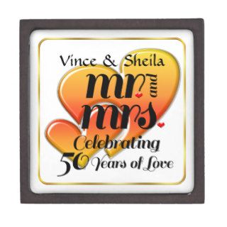 Mr. & Mrs. 50th Anniversary Hearts Premium Keepsake Box