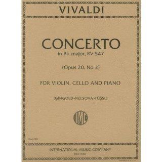 Vivaldi Antonio Concerto In B flat Op. 20 No2, RV 547. Violin, Cello, Piano By Gingold International Musical Instruments