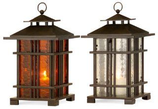 15.75"h Japanese Pagoda Style Iron Lantern   Set of 2   Decorative Candle Lanterns