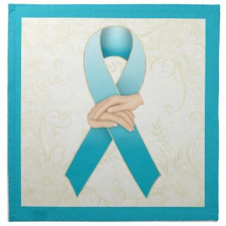 Teal Blue Ribbon Awareness Design Cloth Napkin