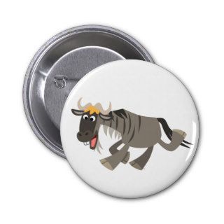Cute Happy Cartoon Wildebeest Button Badge