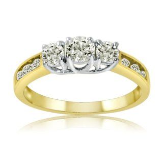 10K Yellow Gold Three Stone Plus Diamond Anniversary Ring 1ct total weight ( Available Sizes 5 8) Jewelry