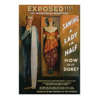 Sawing A Lady In Half ~ Magician Vintage Magic Act Posters