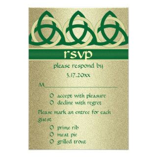 Green Go Irish Shamrock Clover Ribbon Wedding RSVP Custom Invite