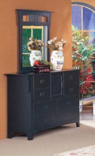 Solid Wood Fully Assembled Dresser & Mirror, Black Finish   Home Garden Pets Furniture Decor Furniture Bedroom Furniture Dressers Chests Of Drawers