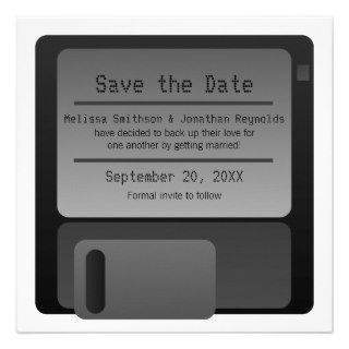 Floppy Disc Save the Date Announcement, Gray