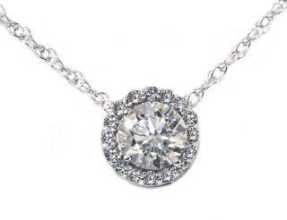 .59CT Round Diamond Pave Halo Fancy Solitaire Pendant Jewelry