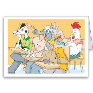 Funny Classroom Composed of Farm Animals Cards