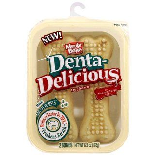 Denta Delicious Large Bone Dog Treats, 2 Count, Pack of 5  Meaty Bone Denta Delicious 