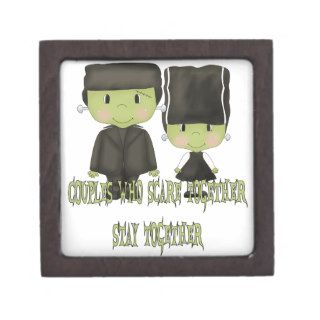 Mr. & Mrs. Franken Monster Funny Halloween Design Premium Keepsake Boxes