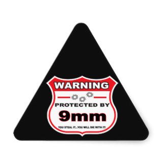 protected by 9mm shield triangle sticker