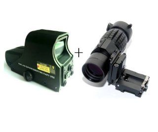 Sale Red & Green Dot Tactical UFC551 Rifle Scope +Tactical 3X Magnifier Scope Sight with Flip To Side 20mm Rail Mount Scopes Set  Sports & Outdoors