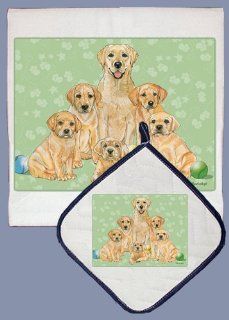 Pipsqueak Productions DP551 Dish Towel and Pot Holder Set   Labrador Yellow Family   Hand Towels
