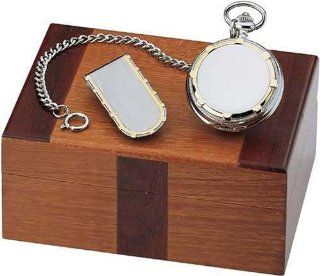 Colibri Pocket Watch with Chain, Money Clip Wooden Gift Box PWQ096802S Watches