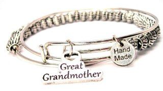 Great Grandmother Beaded Expandable Wire Bangle American Made Charm Bracelets Jewelry