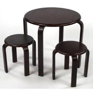 Lipper International 552E Child's Table and 2 Stools Set, Espresso   Table And Chair Sets