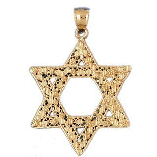 14K Gold Charm Pendant 5.8 Grams Religious Jewish Star David Shield9143 Special Pendant Necklaces Jewelry