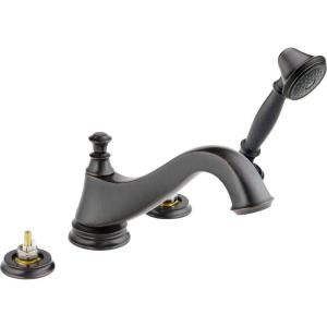 Delta Cassidy 2 Handle Deck Mount Roman Tub Faucet Trim Kit with Handshower in Venetian Bronze (Valve Not Included) T4795 RBLHP