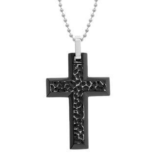 Stainless Steel Men's Black Ion plated Cross Necklace Men's Necklaces