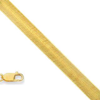 14k Solid Yellow Gold 5 mm (13/64 Inch) Herringbone Bracelet 7" w/ Lobster Claw Clasp Link Bracelets Jewelry