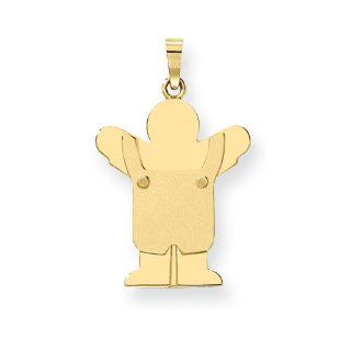 14k Solid Satin Engravable Boy w/Overalls Charm Jewelry