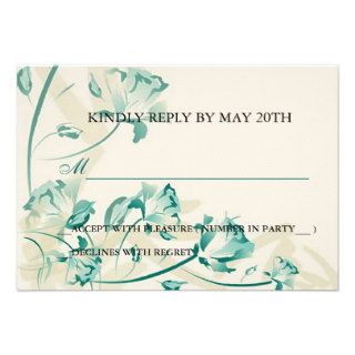 Teal Green Watercolor Floral Wedding RSVP Announcements