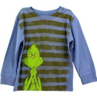 Dr. Seuss "The Grinch" Blue Toddler Distressed Long Sleeve T Shirt (4T) Clothing