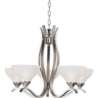 Illumine 5 Light 20 in. Satin Nickel Single Tier Chandelier with Frosted Glass Shade HD MA41604217