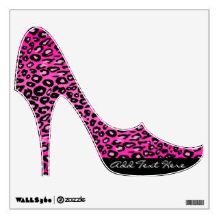 Pink Leopard Print Custom Text Stiletto Wall Cling Wall Skins