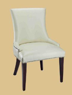 Safavieh Mercer Collection Eva Leather Dining Chair with Trim Nail Head, Cream   Safavieh White Leather Chair