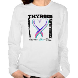 Thyroid Cancer Awareness Brushed Heart Ribbon T Shirt