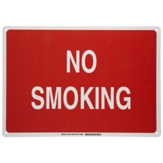 Brady 141951 20" Width x 14" Height B 555 Aluminum, White on Red Sign, Legend "No Smoking" Industrial Warning Signs