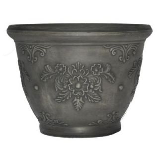 Pride Garden Products 12 in. Floral Charcoal Terrain Planter (2 Pack) 81208