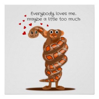 Snake Hugging Monkey Everybody Loves Me Print