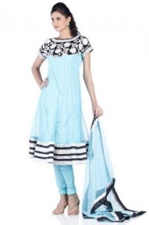 Chhabra 555 Womens Pool Blue Nylon Suit Dupatta Sm World Apparel Clothing