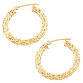 Fremada 14k Yellow Gold Diamond cut Hollow Hoop Earrings Fremada Gold Earrings