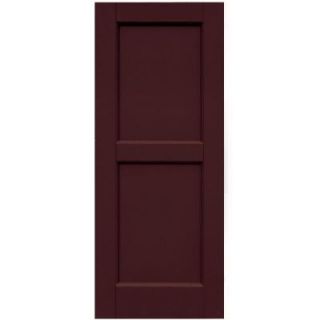Winworks Wood Composite 15 in. x 37 in. Contemporary Flat Panel Shutters Pair #657 Polished Mahogany 61537657