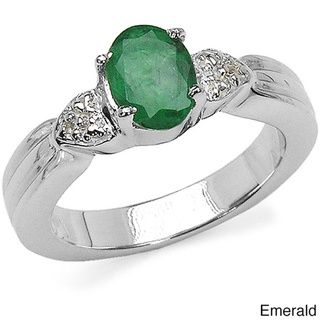 Malaika Sterling Silver Emerald or Ruby and White Topaz Ring Malaika Gemstone Rings
