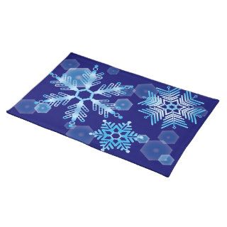 Falling Blue Snowflakes Placemat