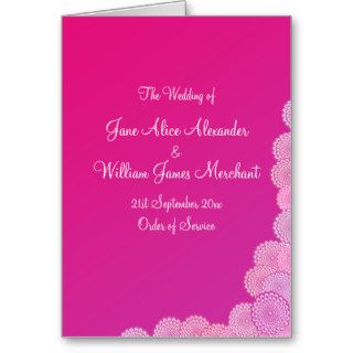 Wedding Program Simple Fuchsia Pink Flowers Cards