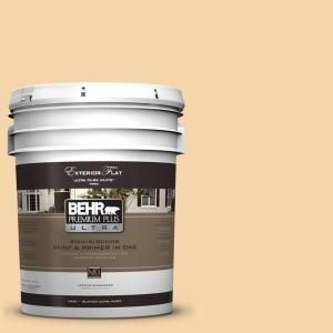 BEHR Premium Plus Ultra 5 gal. #PPU6 8 Pale Honey Flat Exterior Paint 485005