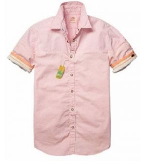 Scotch and Soda Pink Button Down Shirts Short Sleeve (L) at  Mens Clothing store