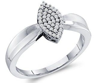 Diamond Ring Marquise Setting 10k White Gold Anniversary (0.12 Carat) Jewelry