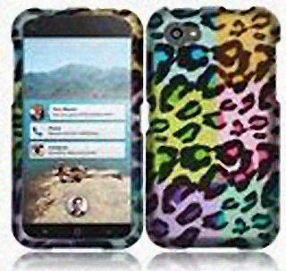 Purple Green Colorful Leopard Hard Cover Case for HTC First Cell Phones & Accessories